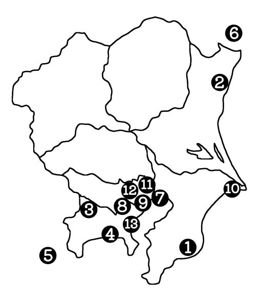 関東の水族館の場所マップ